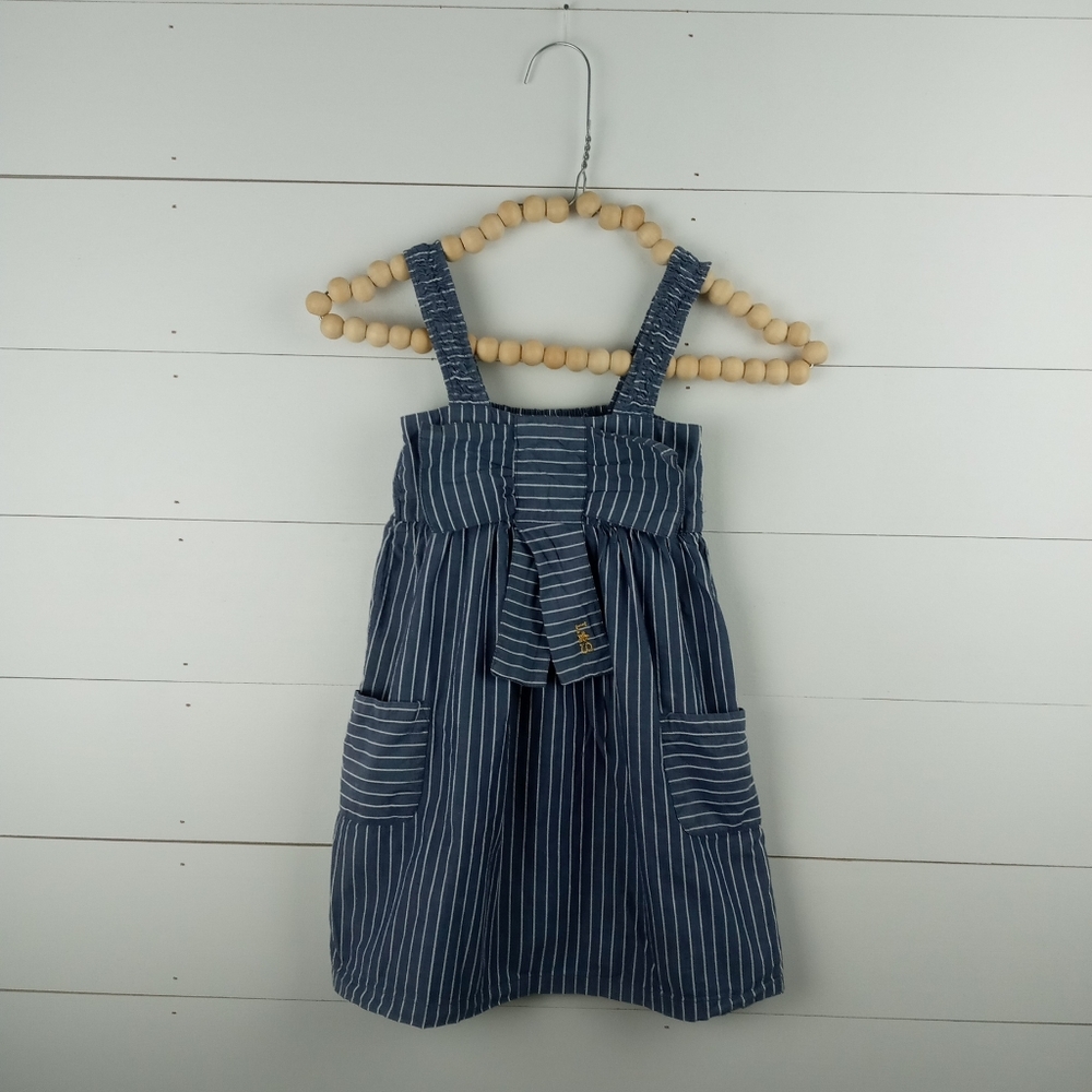 Lilly + Sid girls size 4-5 chambray pinstripe smocked dress smock back